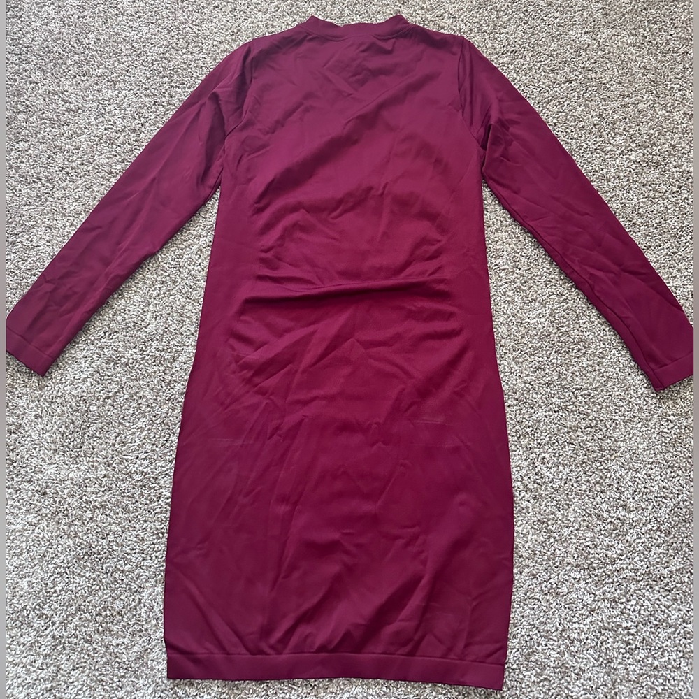 Maroon Bodycon Dress with Peephole